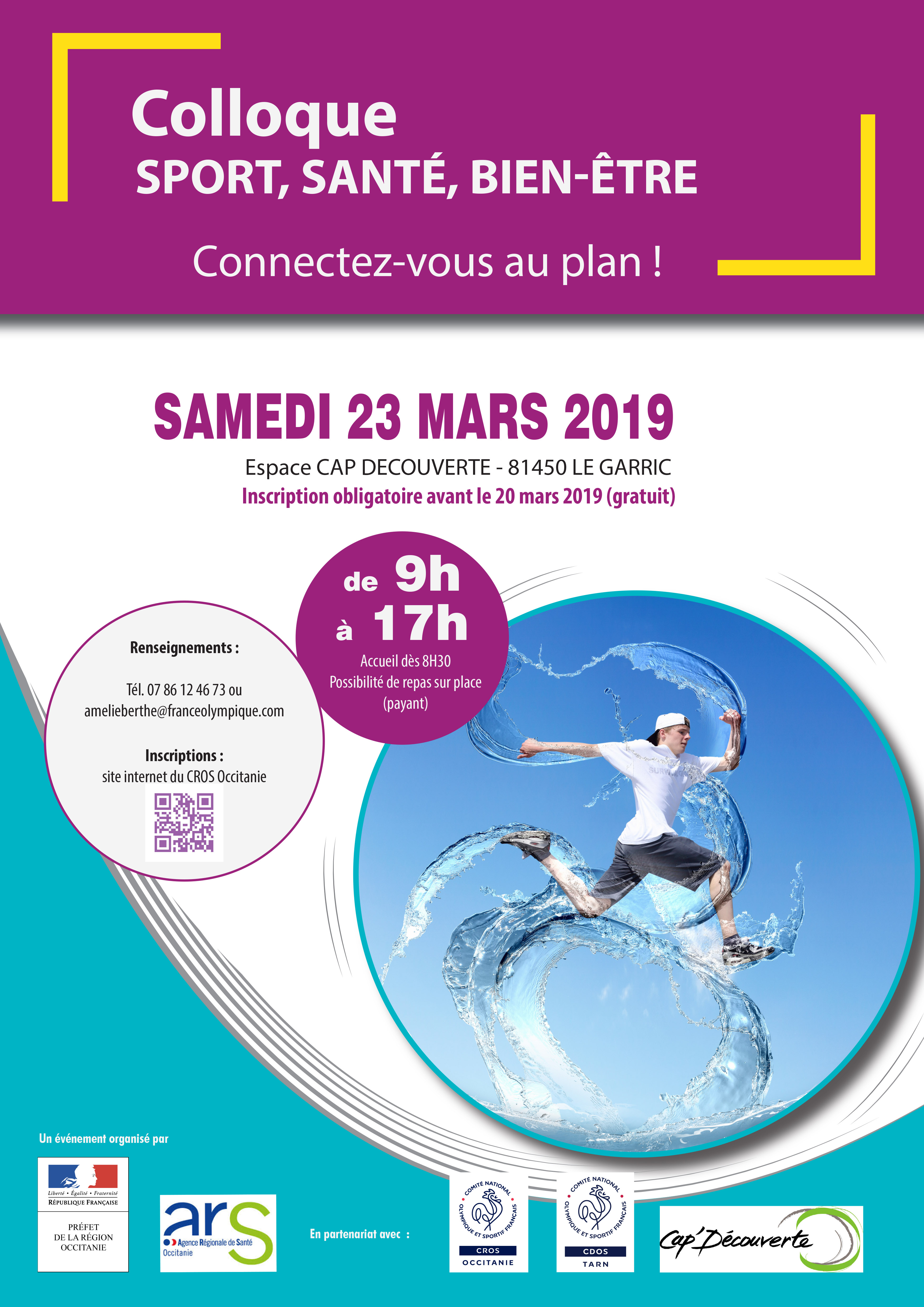 Le CROS Occitanie, sous l’égide de l’ARS Occitanie et de la DRJSCS Occitanie, organise le « Colloque Sport Santé Bien Etre, connectez-vous au plan ».