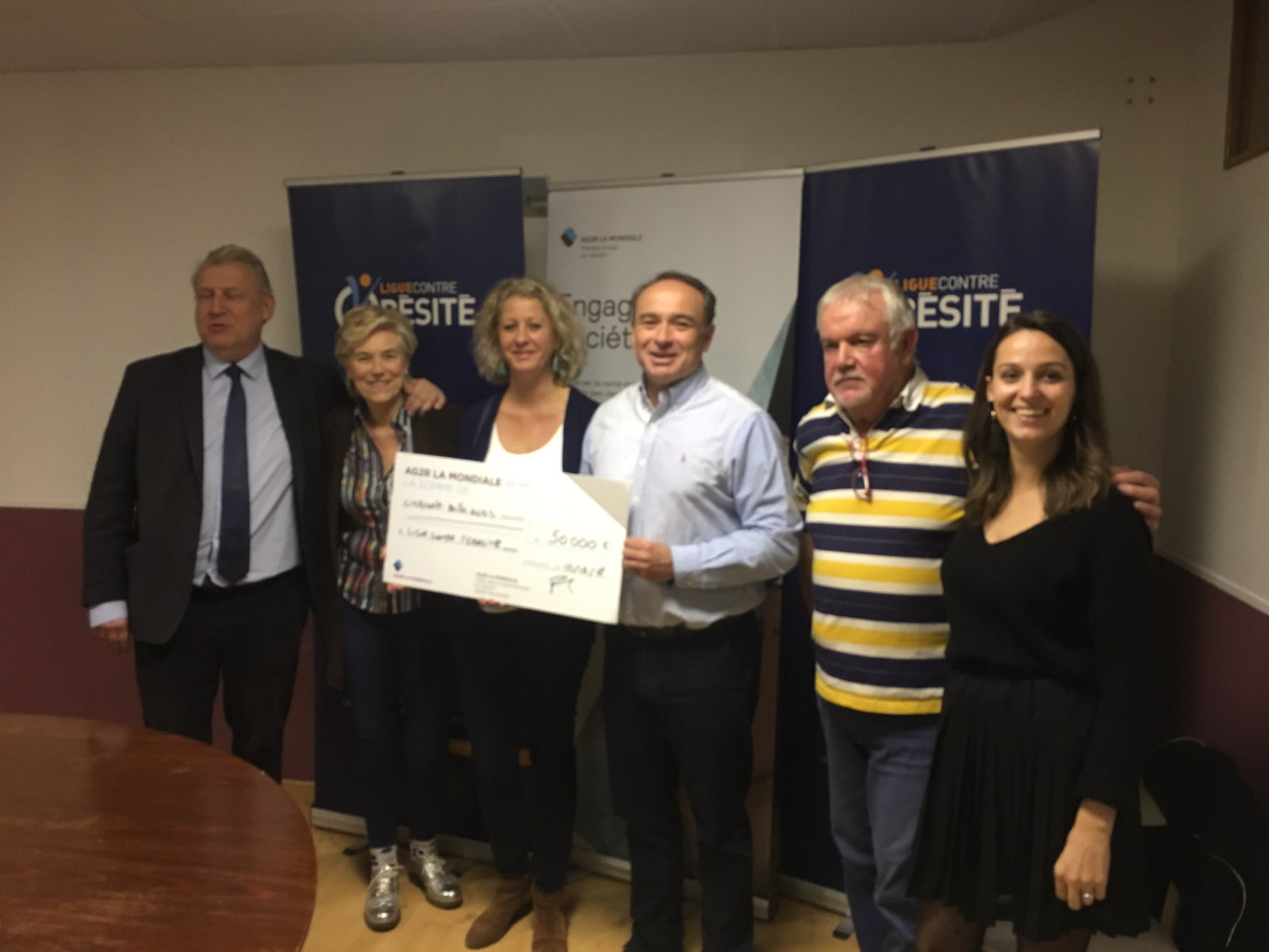 50 000 € ! C'est le somme que AG2R LA MONDIALE vient d'attribuer à la Ligue contre l'obésité.